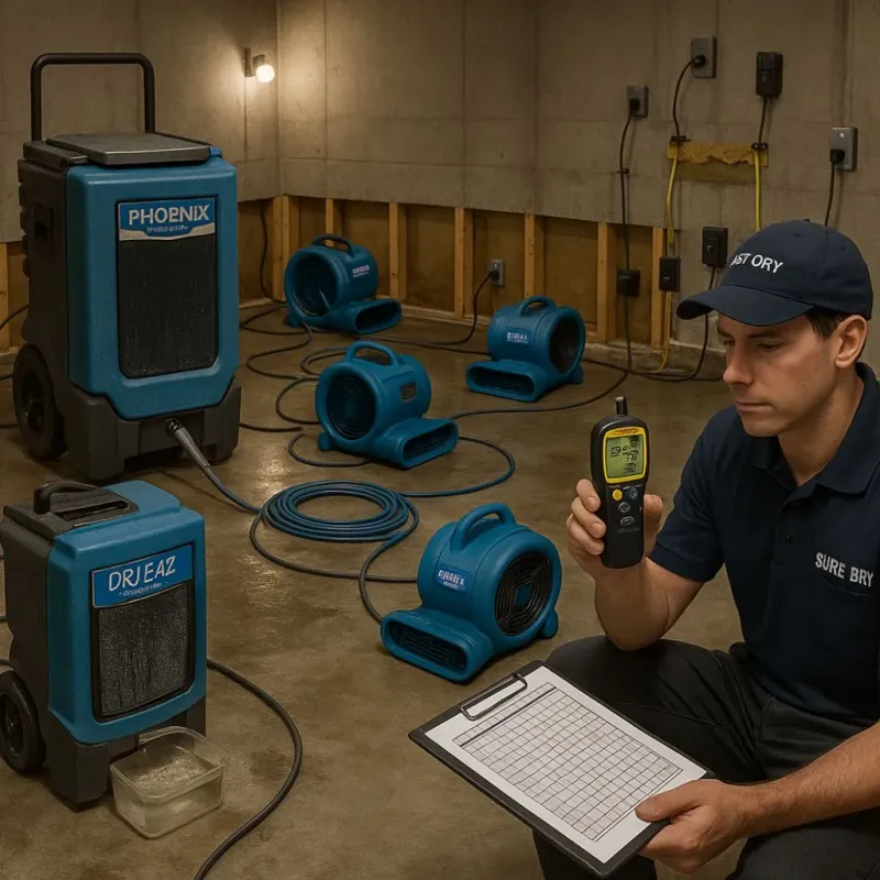 Structural Drying and Dehumidification process in Harrington, DE